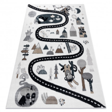 Szőnyeg FUN Route gyerekeknek, utca, állatok krém 80x150 cm lakástextília