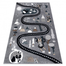Szőnyeg FUN Route gyerekeknek, utca, állatok szürke 200x290 cm lakástextília
