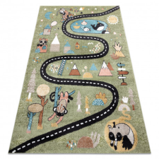 Szőnyeg FUN Route gyerekeknek, utca, állatok zöld 120x170 cm lakástextília