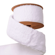  Szőrme szalag drótos szegéllyel 63mm x 5m - Fehér szalag, masni