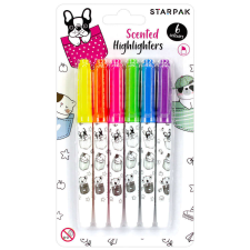 Szövegkiemelő, 6 db-os, illatos, állatos mintával filctoll, marker