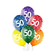 Születésnap Colorful Happy Birthday 50 léggömb, lufi 6 db-os 12 inch (30cm) party kellék