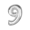 Születésnap Ezüst 9-es Silver szám fólia lufi 92 cm