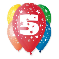 Születésnap Happy Birthday 5 Star léggömb, lufi 5 db-os 12 inch (30cm) party kellék