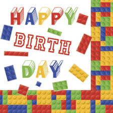 Születésnap Happy Birthday Blocks szalvéta 20 db-os 33x33 cm party kellék