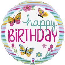 Születésnap Happy Birthday Butterflies mini fólia lufi 19 cm (WP) party kellék