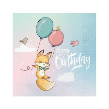 Születésnap Happy Birthday Fox, Róka szalvéta 20 db-os 33x33 cm party kellék