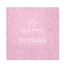 Születésnap Happy Birthday Light Pink szalvéta 20 db-os 33x33 cm party kellék