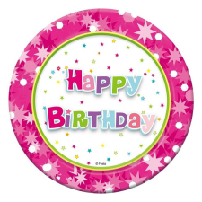 Születésnap Happy Birthday Pink papírtányér 6 db-os 18 cm party kellék
