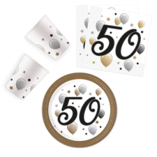 Születésnap Milestone, Happy Birthday 50 party szett 36 db-os 23 cm-es tányérral party kellék