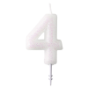 Születésnap White, Fehér csillámos gyertya 4-es 6,5 cm