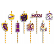 SZÜLETÉSNAPI BARÁTOK JELLEMZŐVEL - NBA LAKERS kosárlabda csapat - 8 db. party kellék