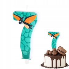  SZÜLETÉSNAPI GYERTYA DINOSZAURUSZ DINO 7-ES SZÁM ZÖLD SZÜLETÉSNAPI BULIRA party kellék