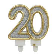 Születésnapi számgyertya – 20 – Ezüst party kellék