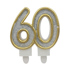 Születésnapi számgyertya – 60 – Ezüst party kellék