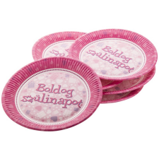  Szülinapi papírtányér 6 darabos - 23 cm, pink party kellék