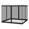  Szúnyogháló a pavilonhoz, 100% poliészter, könnyű telepítés, tartós formatervezés, Fekete, 360x360cm (12x12ft)