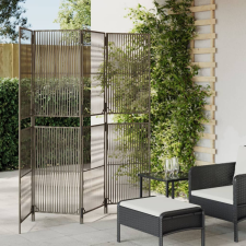  Szürke 4-paneles polyrattan térelválasztó bútor