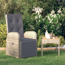 szürke dönthető háttámlás polyrattan kerti szék párnával kerti bútor