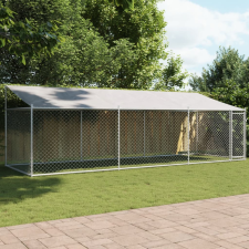  Szürke horganyzott acél kutyaketrec tetővel és ajtókkal 6x2x2 m szállítóbox, fekhely kutyáknak