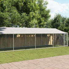  Szürke horganyzott acél kutyaketrec tetővel és ajtóval 10x2x2m szállítóbox, fekhely kutyáknak