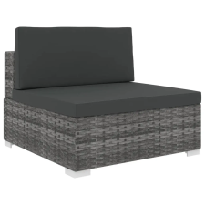  szürke moduláris polyrattan középső kanapé párnákkal kerti bútor