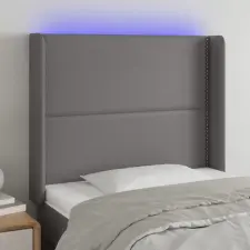  Szürke műbőr LED-es fejtámla 93x16x118/128 cm ágy és ágykellék