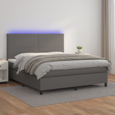 szürke műbőr rugós ágy matraccal és LED-del 180x200 cm ágy és ágykellék