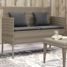  szürke polyrattan akácfa kerti pad párnával kerti bútor