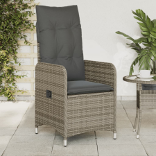 Szürke polyrattan dönthető kerti szék párnákkal kerti bútor