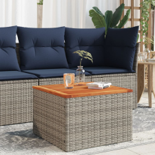 szürke polyrattan és akácfa kerti asztal 55 x 55 x 37 cm kerti bútor