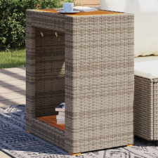  szürke polyrattan falapos kerti kisasztal 60x40x75 cm kerti bútor