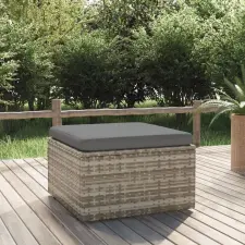  szürke polyrattan kerti lábtartó párnával 55 x 55 x 30 cm kerti bútor