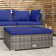  Szürke polyrattan kerti lábtartó párnával 70 x 70 x 30 cm kerti bútor