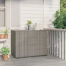  Szürke polyrattan kerti tárolószekrény 100 x 55,5 x 80 cm bútor