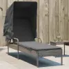  Szürke polyrattan napozóágy tetővel