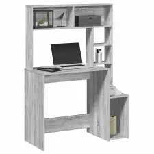 Szürke sonoma színű szerelt fa íróasztal polcokkal 100x45x140cm bútor