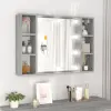  Szürke sonoma színű tükrös szekrény LED-ekkel 76 x 15 x 55 cm