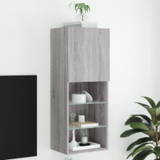 szürke sonoma színű TV-szekrény LED-lámpákkal 40,5x30x102 cm bútor