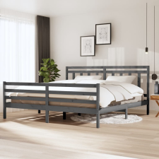 szürke tömör fa ágykeret 200 x 200 cm ágy és ágykellék