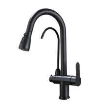  Szűrt konyhai csaptelep, sárgaréz felépítés, húzza le a stílusát, Fekete-b csaptelep