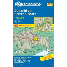 Tabacco 016. Dolomiti del Centro Cadore turista térkép Tabacco 1: 25 000 térkép