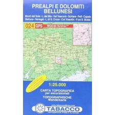 Tabacco 024. Prealpi e Dolomiti Bellunesi turista térkép Tabacco 1: 25 000 térkép