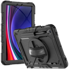  Tablettok Samsung Galaxy Tab S9 FE 10,9 coll (SM-X510, SM-X516) - SOLID360 ütésálló, kitámasztható, fekete tablet tok tablet tok