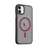 Tactical Apple iPhone 11, Műanyag hátlap védőtok + szilikon keret, közepesen ütésálló, Magsafe kompatibilis, Tactical MagForce Hyperstealth 2.0, áttetsző/fekete/piros