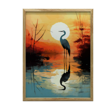 TÁJ FALI PLAKÁT FEHÉR FA KERETBEN 30x40 CM grafika, keretezett kép