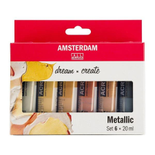 Talens Amsterdam akrilfesték készlet - 6x20 ml, metál színek akrilfesték