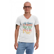  Talk fast or feed me pizza - Férfi V Nyakú Póló férfi póló