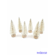  Talpas fenyőfa 6cm 6db/cs - Csillámos Krém karácsonyi dekoráció