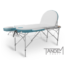 TANDEM Profi A3D Oval Duo összecsukható alumínium masszázságy Szín: fehér-türkiz szépségápolási bútor